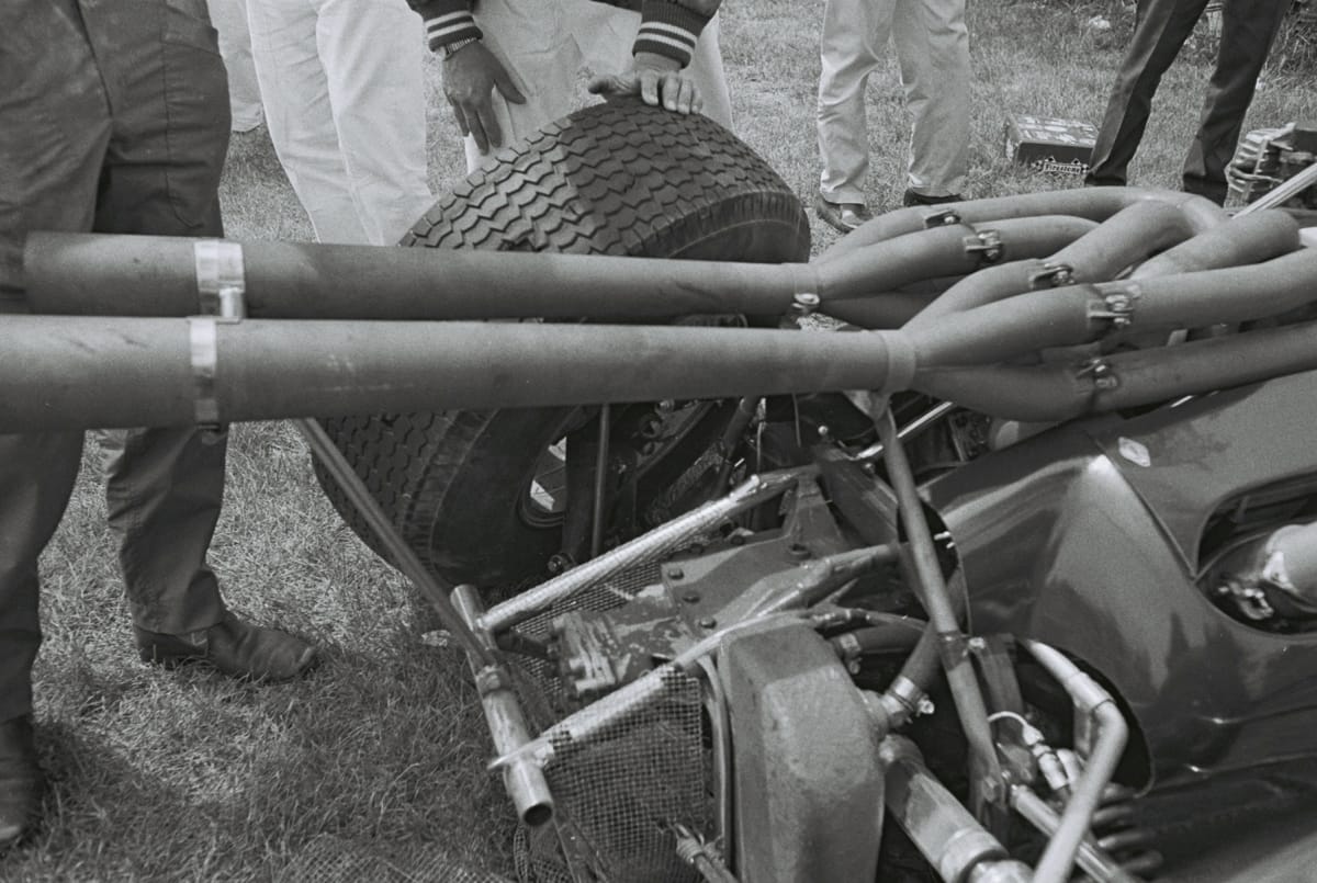 Jim Clark's Damaged #6 Lotus-Ford, 1964 Indianapolis 500, Indianapolis, Indiana, May 1964