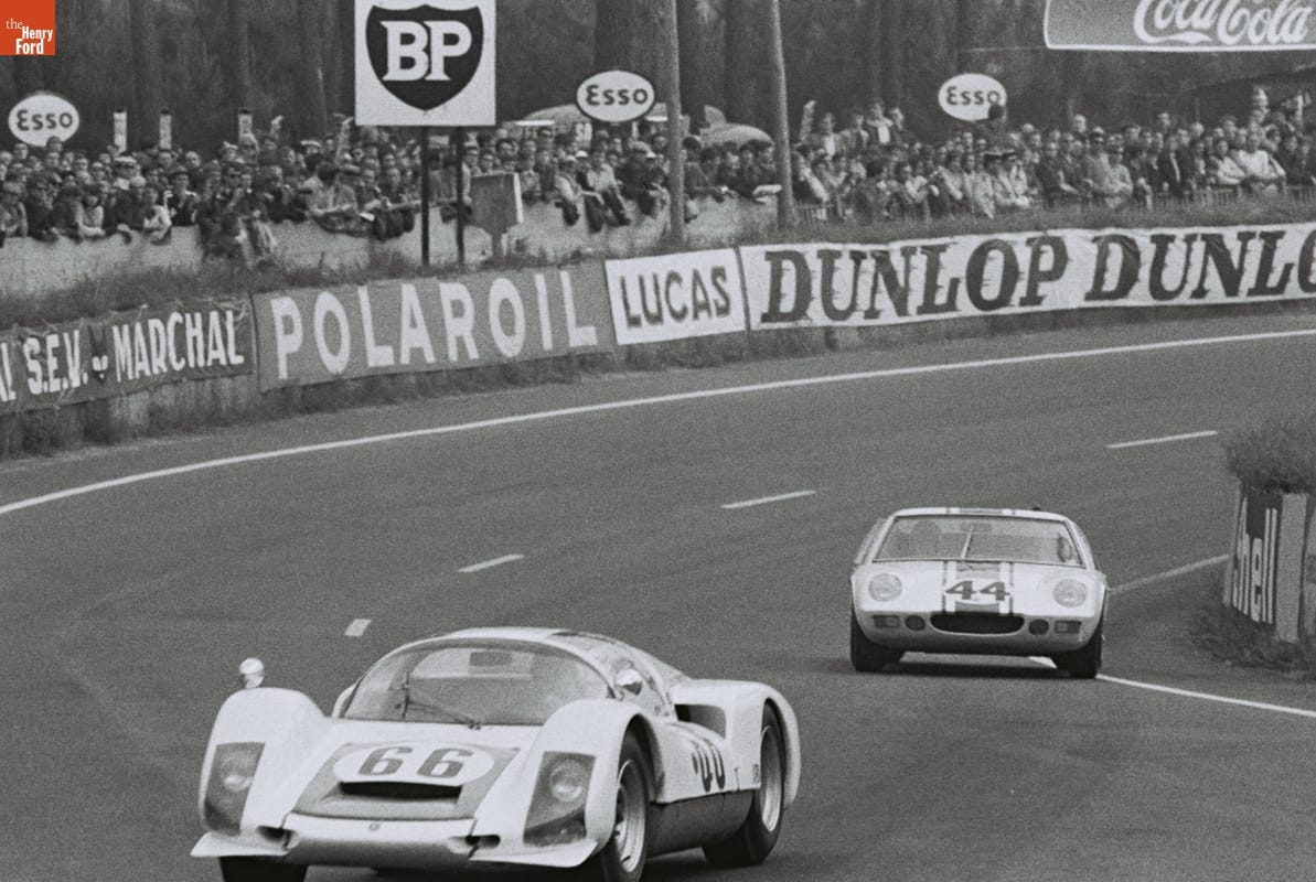 Porsche and Lotus Cars in the 24 Heures du Mans (24 Hours of Le Mans) Race, June 1967