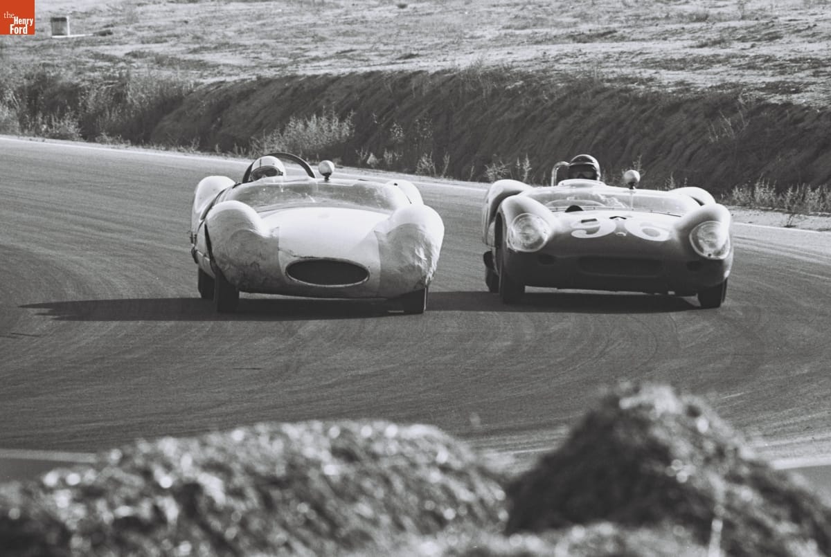 Cars Driven by Dan Gurney and Harry Heuer in the 4th Annual Grand Prix for Sports Cars, Riverside, California, October 1961