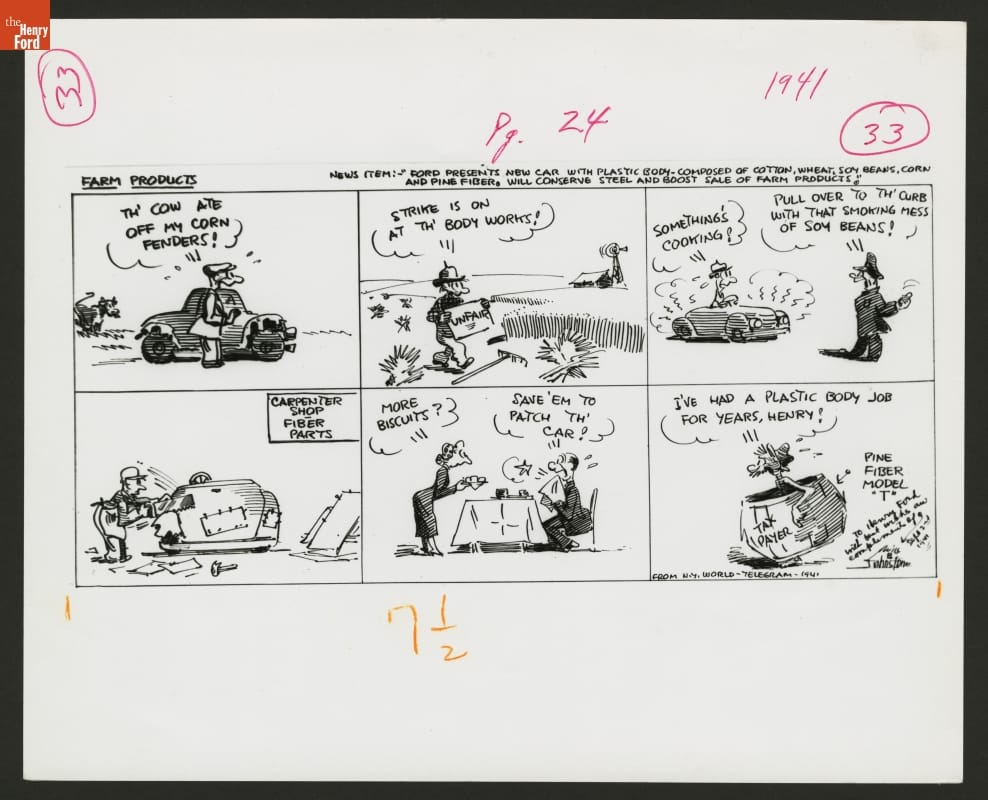 Cartoons Poking Fun at the Ford Soybean Car, 1941