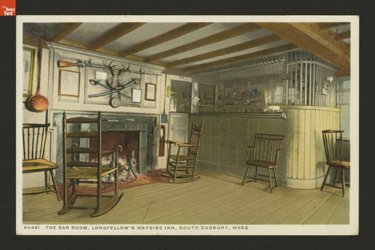 Postcard, The Bar Room, Longfellow's Wayside Inn, South Sudbury, Massachusetts, circa 1926