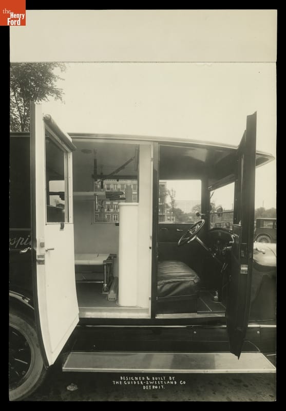 Interior of Lincoln-Guider-Sweetland Ambulance, 1923