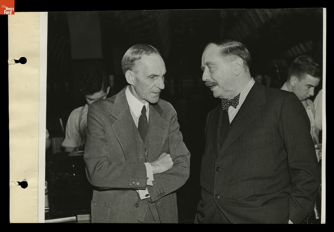 Henry Ford and H. G. Wells in Edison Institute Schools Classroom, 1937