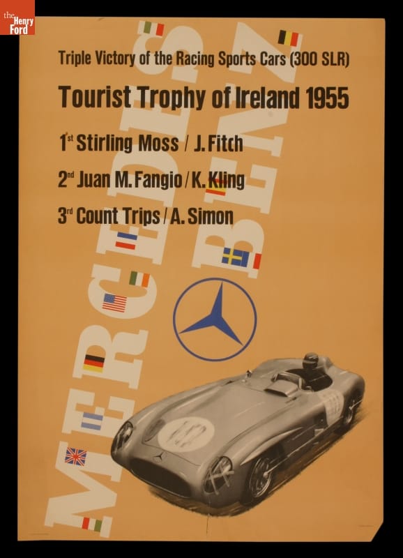 Racing Poster, "Triple Victory of the Racing Sports Cars, Tourist Trophy of Ireland,"  1955