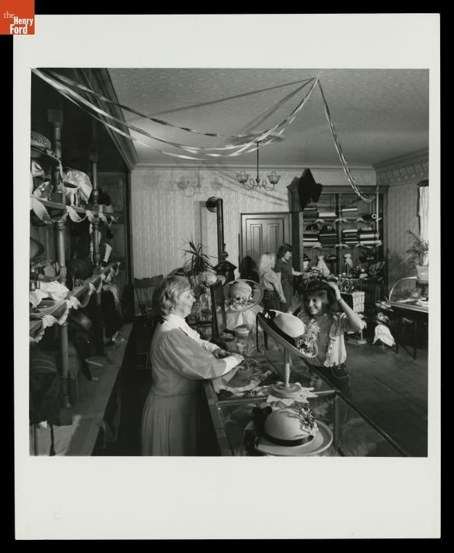 Mrs. Cohen's Millinery Shop in Greenfield Village, 1982