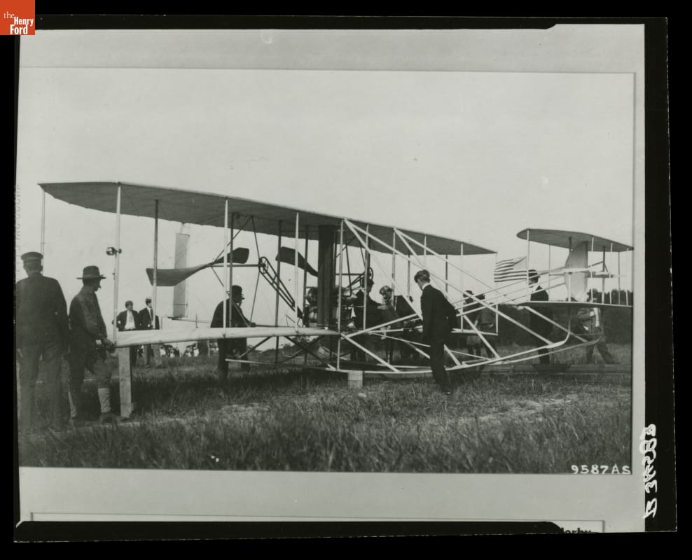 Charles Furnas, Charles Taylor, and Orville Wright at U.S. Army Trials of the Wright Airplane, Fort Myer, Virginia, 1908