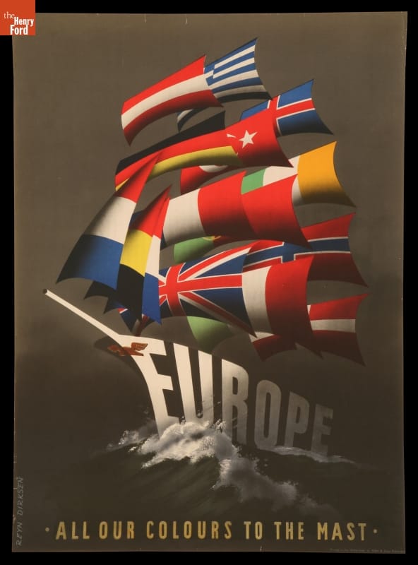 European Recovery Program Poster, "All Our Colours to the Mast," circa 1950