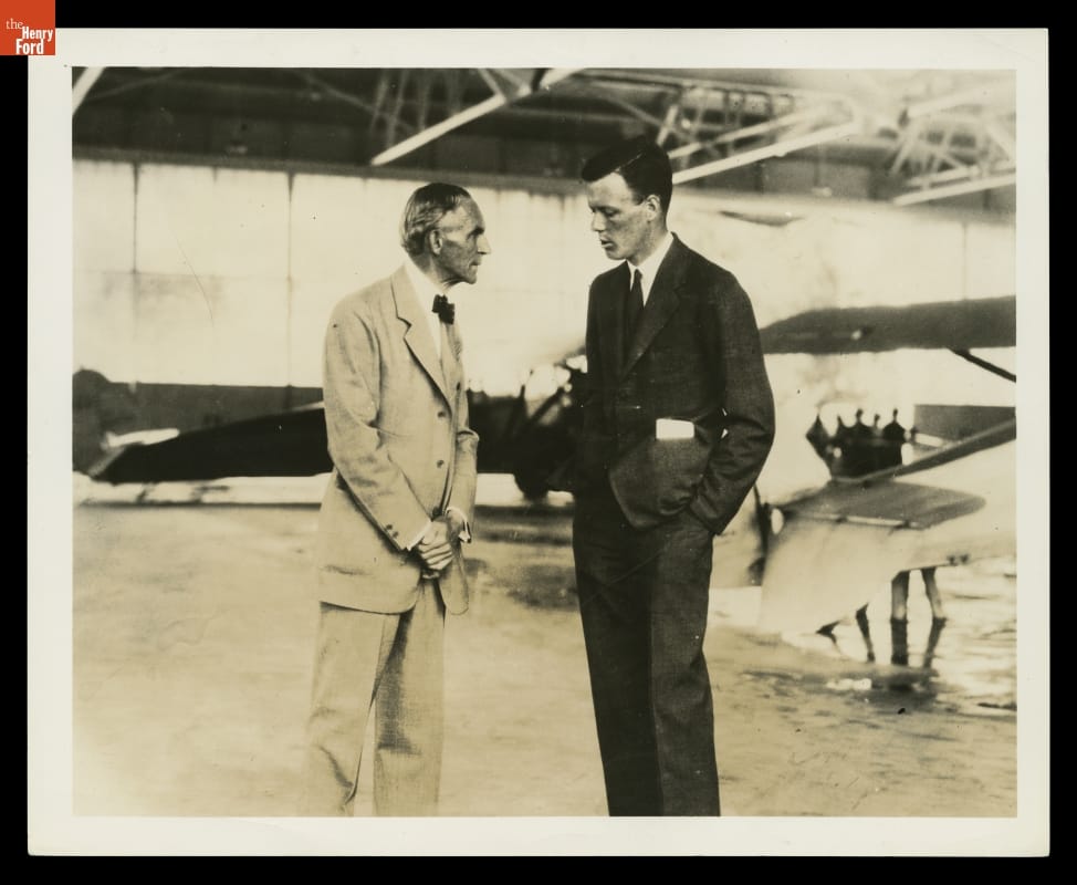 Henry Ford and Charles Lindbergh at Ford Airport, August 1927