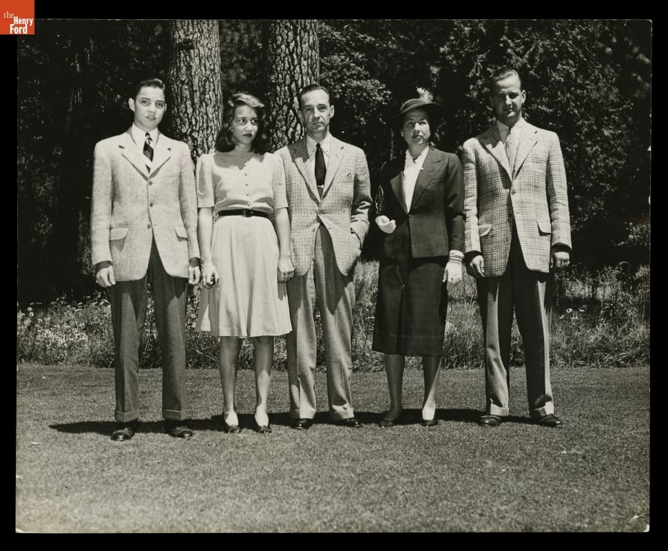 William Clay Ford, Josephine Ford, Edsel Ford, Eleanor Ford and Benson Ford at Yosemite National Park, 1939