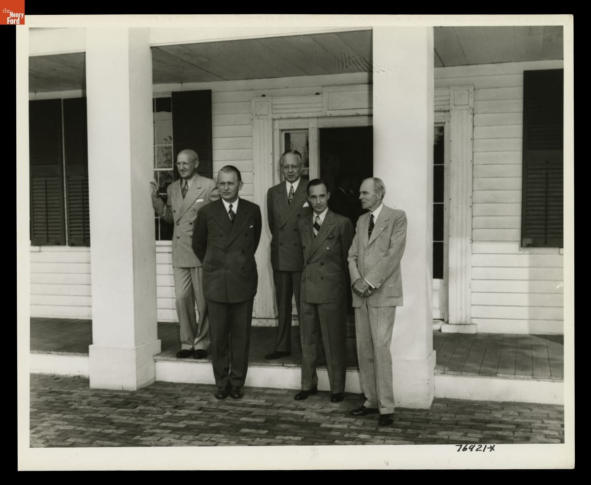 Henry Ford, Edsel Ford, and Ford Motor Company Executives at Eagle Tavern in Greenfield Village, July 30, 1942