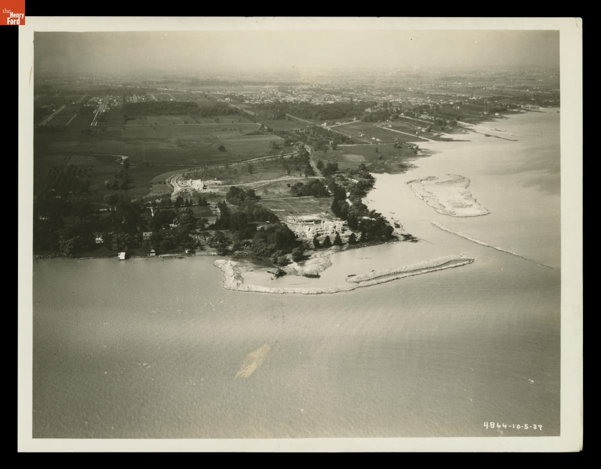 Aerial View of Edsel and Eleanor Ford House, Grosse Pointe Shores, Michigan, October 1927