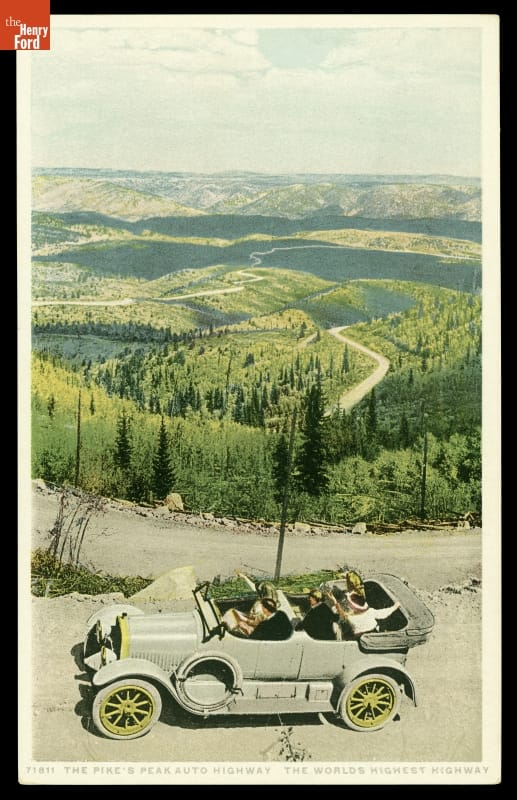 "The World's Highest Highway," Automobile on Pike's Peak Highway, Colorado, circa 1915