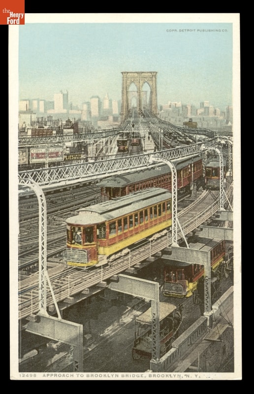 "Approach to Brooklyn Bridge, Brooklyn, New York," circa 1908