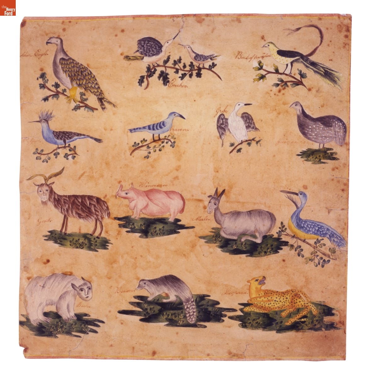 Watercolor, Various Birds and Animals, 1775-1825