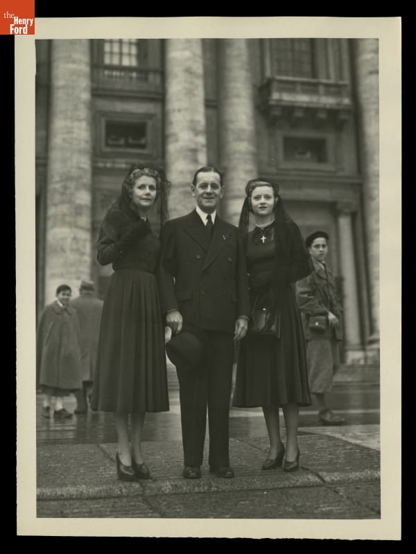 Elizabeth Parke Firestone and Harvey Firestone, Jr. with Daughter, Anne, in Vatican City, 1950