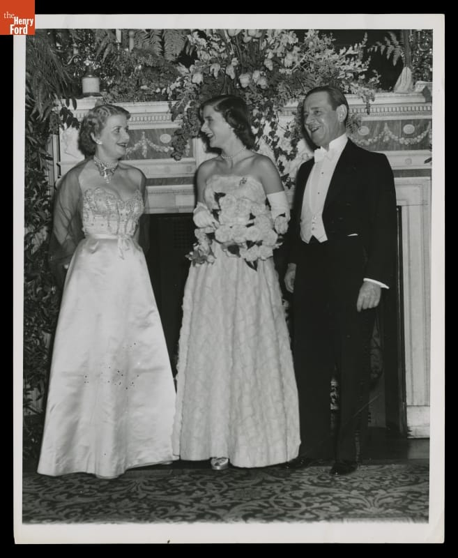 Elizabeth Parke Firestone, Anne Firestone, and Harvey Firestone, Jr. at a Dinner Dance, Waldorf-Astoria Hotel, December 27, 1951