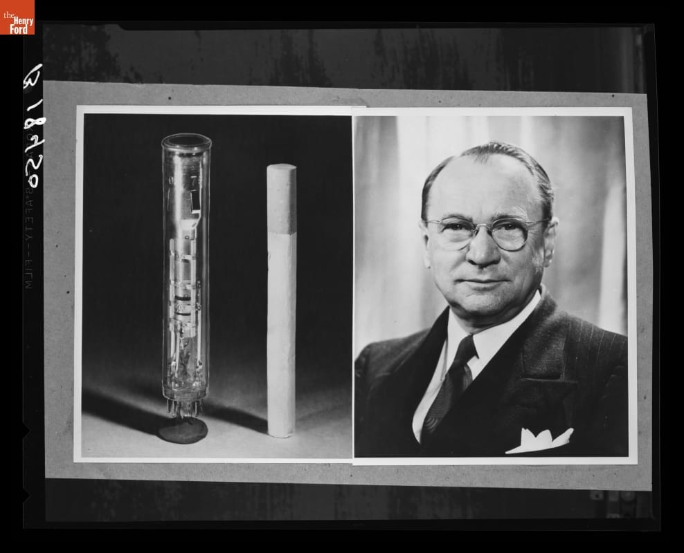 Portrait of Dr. Vladimir K. Zworykin and a Vidicon Television Camera Tube, 1958