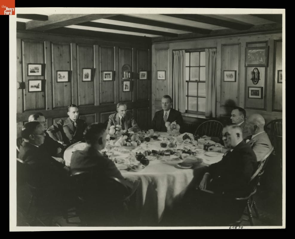 Edsel Ford, Henry Ford, Charles Sorensen, P.E. Martin, and Other Ford Motor Company Executives at Roundtable Luncheon, circa 1933
