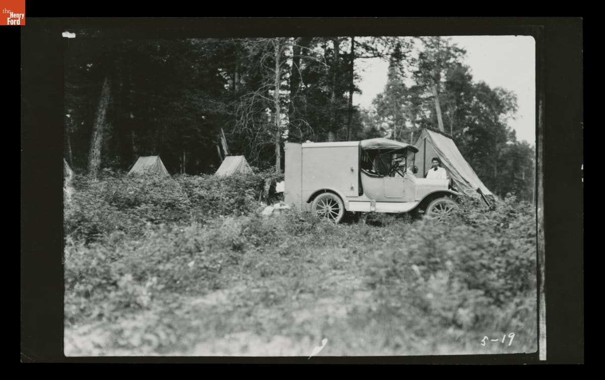 Thomas Sato with the Kitchen Truck on a "Vagabonds" Camping Trip, Vermont, 1919