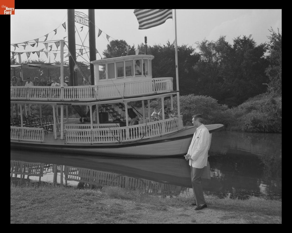 Cary Grant Watching the Suwanee Steamboat during a Visit to Greenfield Village, August 9, 1955