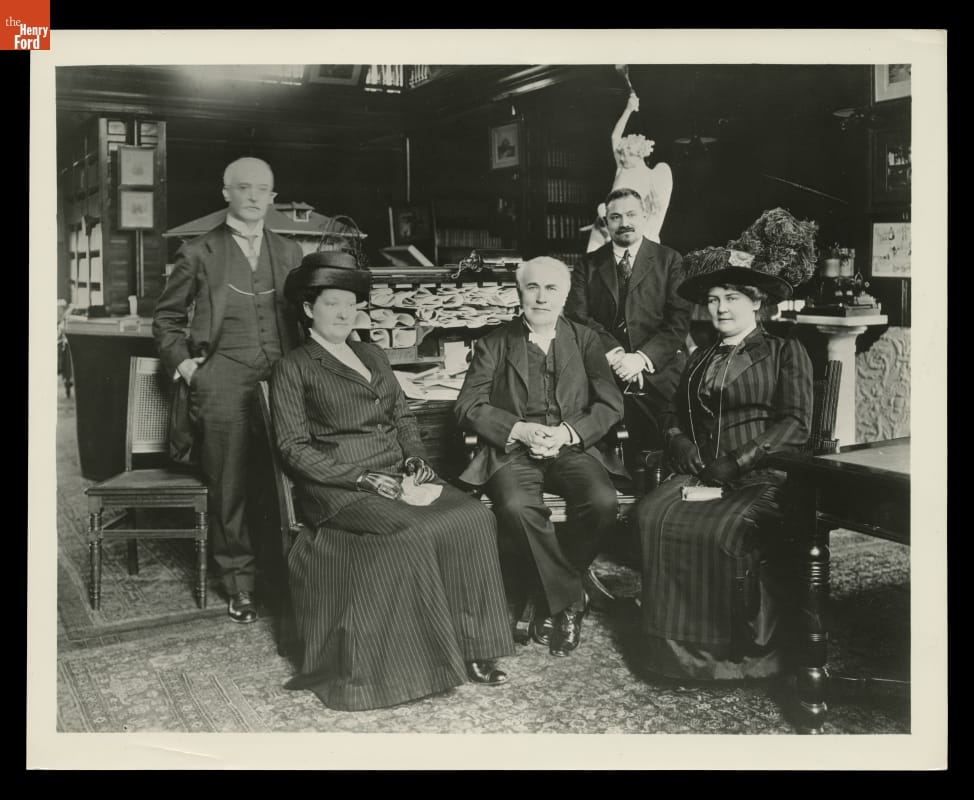 Thomas Edison with Rudolph Diesel and J.W. Lieb, West Orange Laboratory Library, circa 1912