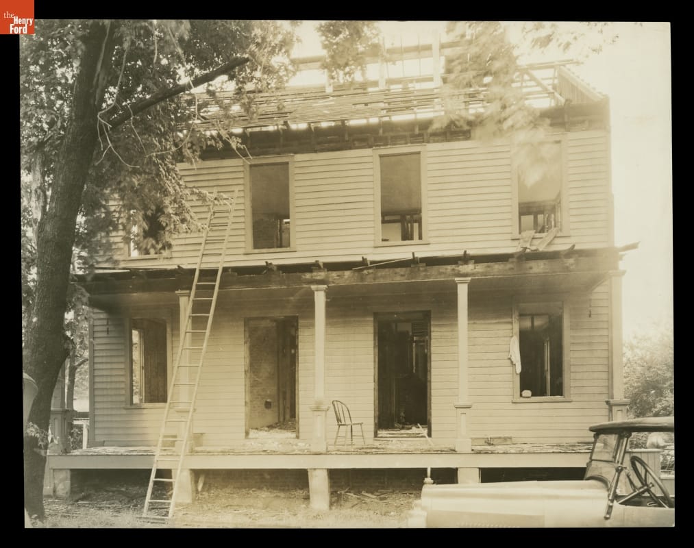 Dismantling Sarah Jordan Boarding House in Menlo Park, New Jersey for Move to Greenfield Village, 1928