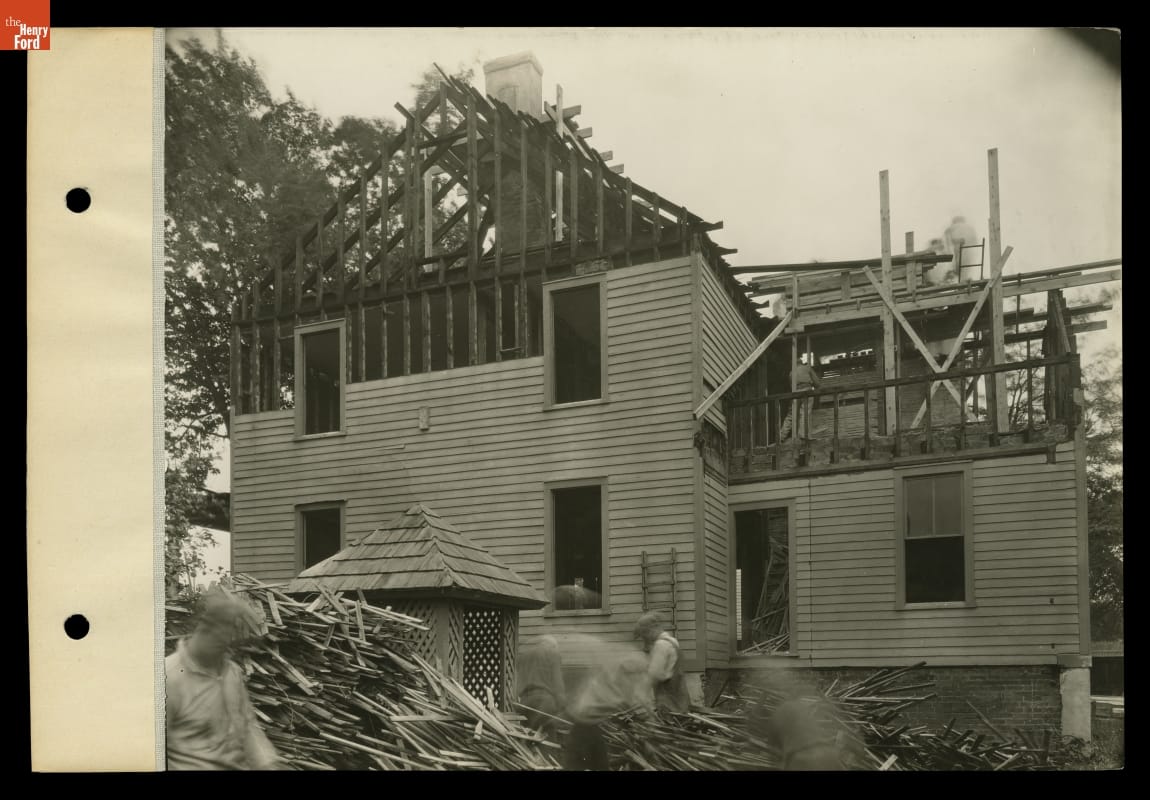 Dismantling Sarah Jordan Boarding House in Menlo Park, New Jersey for Move to Greenfield Village, 1928