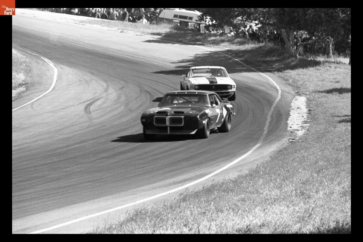 Racecars in Trans-Am Race at Laguna Seca Raceway, April 1970