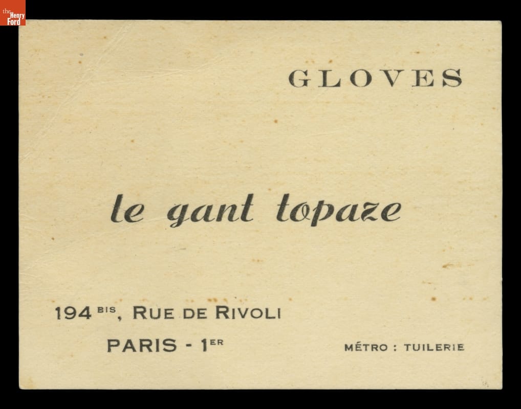 "Le Gant Topaze," Paris, France, 1949