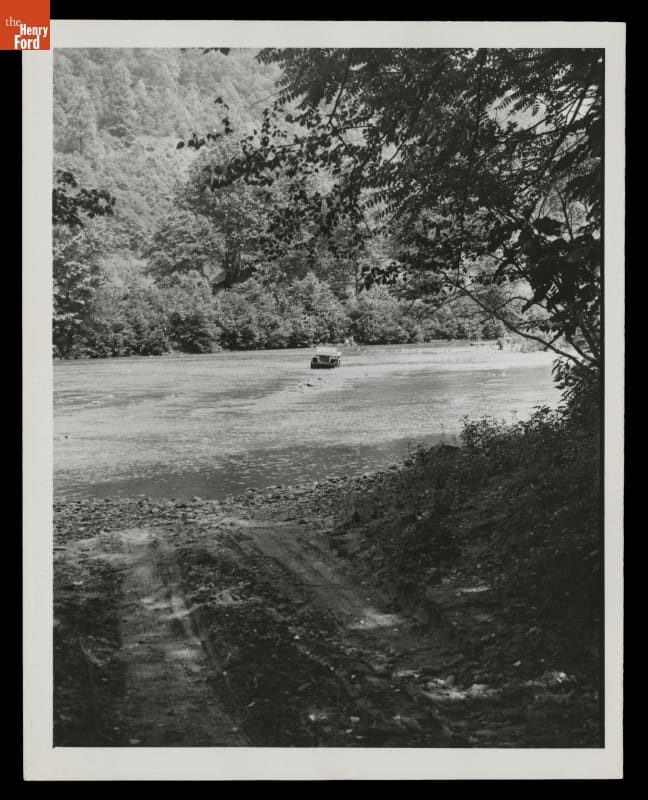 Frontier Nursing Service Jeep Crossing a River, entering Wendover, Kentucky, 1945