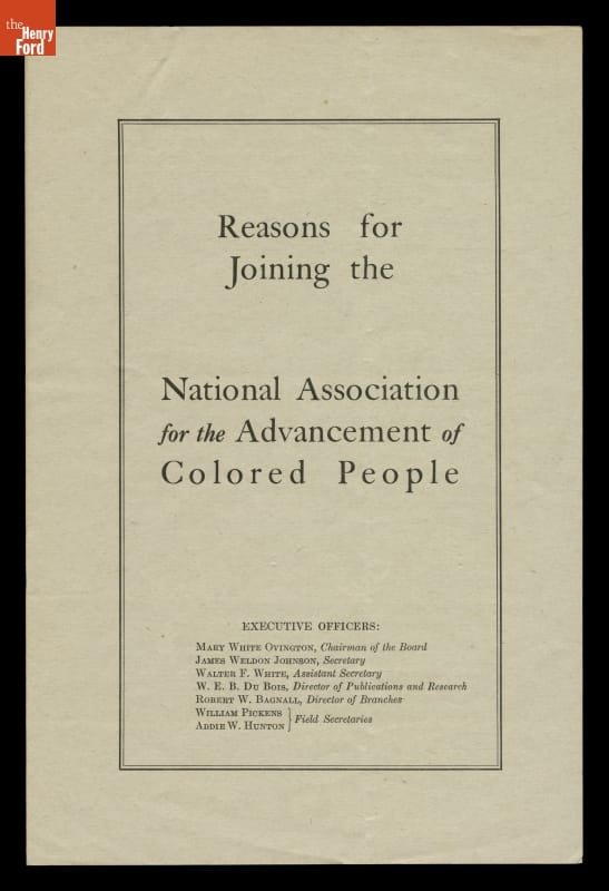 "Reasons for Joining the National Association for the Advancement of Colored People," 1922