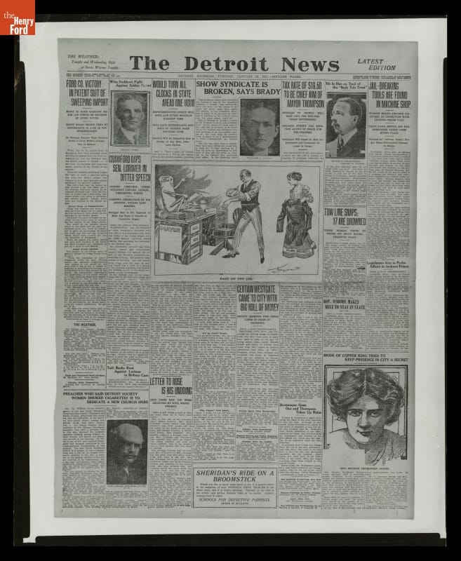 Detroit News Headline Announcing the Selden Patent Lawsuit Decision, January 10, 1911