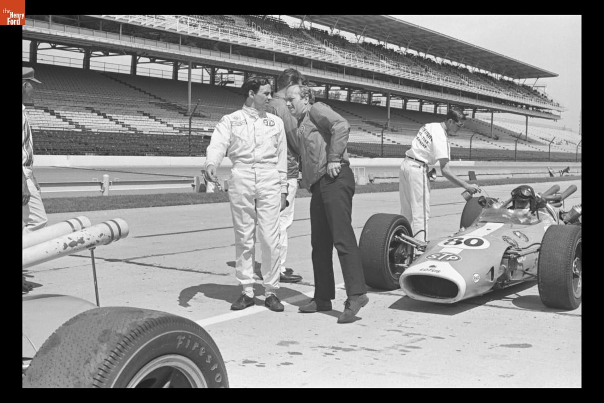 Graham Hill in Lotus-Ford Race Car at Indianapolis Motor Speedway, May 1967