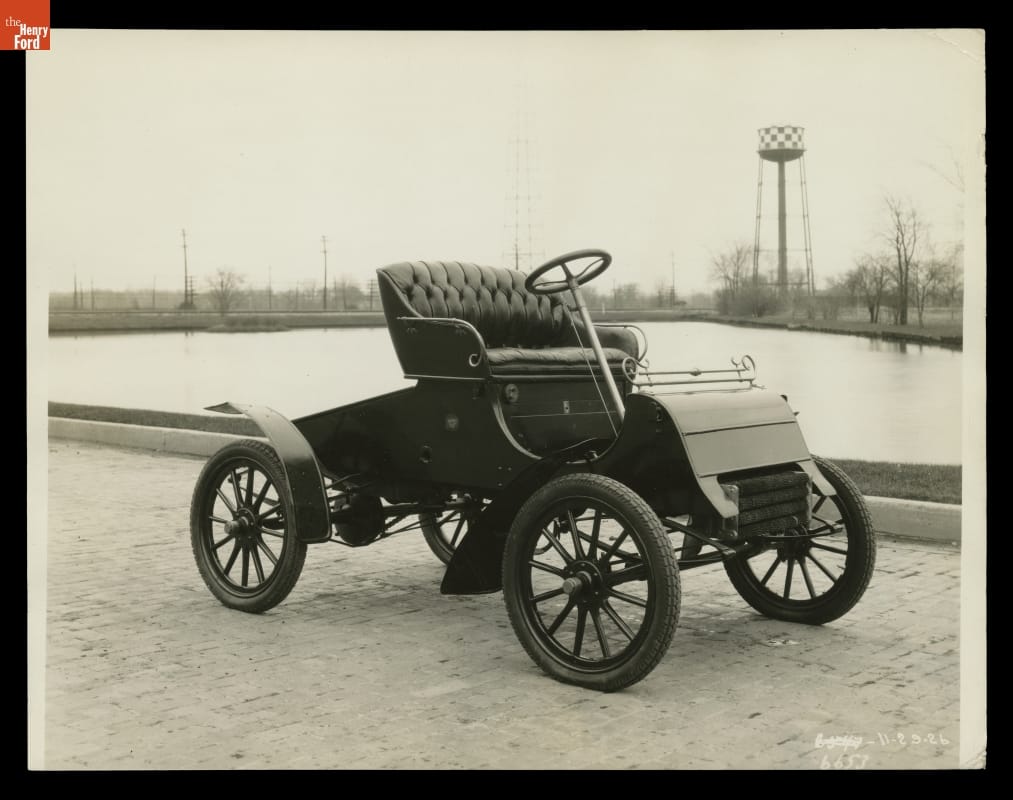 1903 Ford Model A Runabout outside Dearborn Engineering Laboratory, 1926