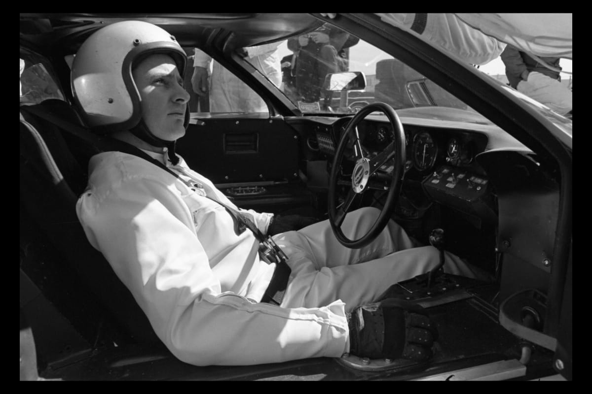 Bruce McLaren in Ford Mark II at the Daytona 24 Hour Continental Race, February 1966