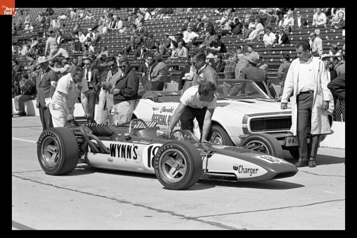 Gary Congdon in Mickey Thompson's Wynn Charger Race Car at Indianapolis Motor Speedway, May 1967