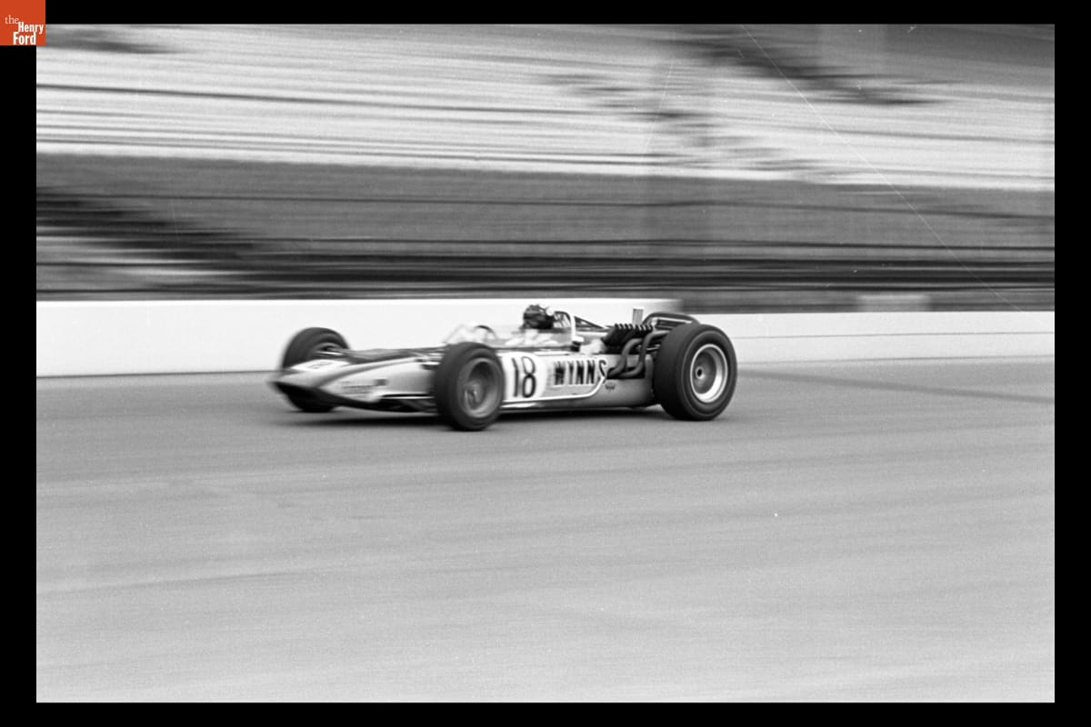 Gary Congdon in Mickey Thompson's Wynn Charger Race Car at Indianapolis Motor Speedway, May 1967