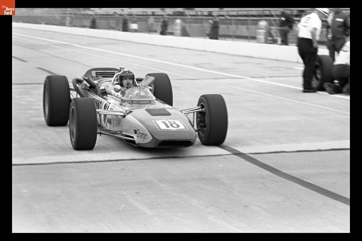 Gary Congdon in Mickey Thompson's Wynn Charger Race Car at Indianapolis Motor Speedway, May 1967