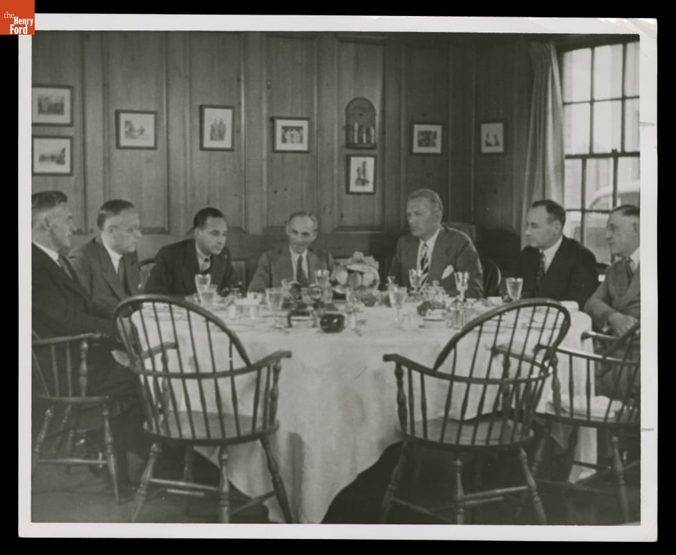 Henry Ford, Edsel Ford, and Ford Executives at Roundtable Luncheon in Dearborn Engineering Laboratory, July 1933