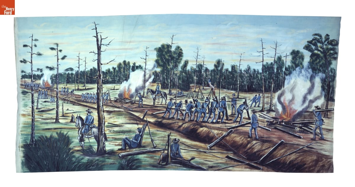 "Battle Scenes of the Rebellion" General Sherman's Army's Destruction of Macon Railroad, Civil War Panorama