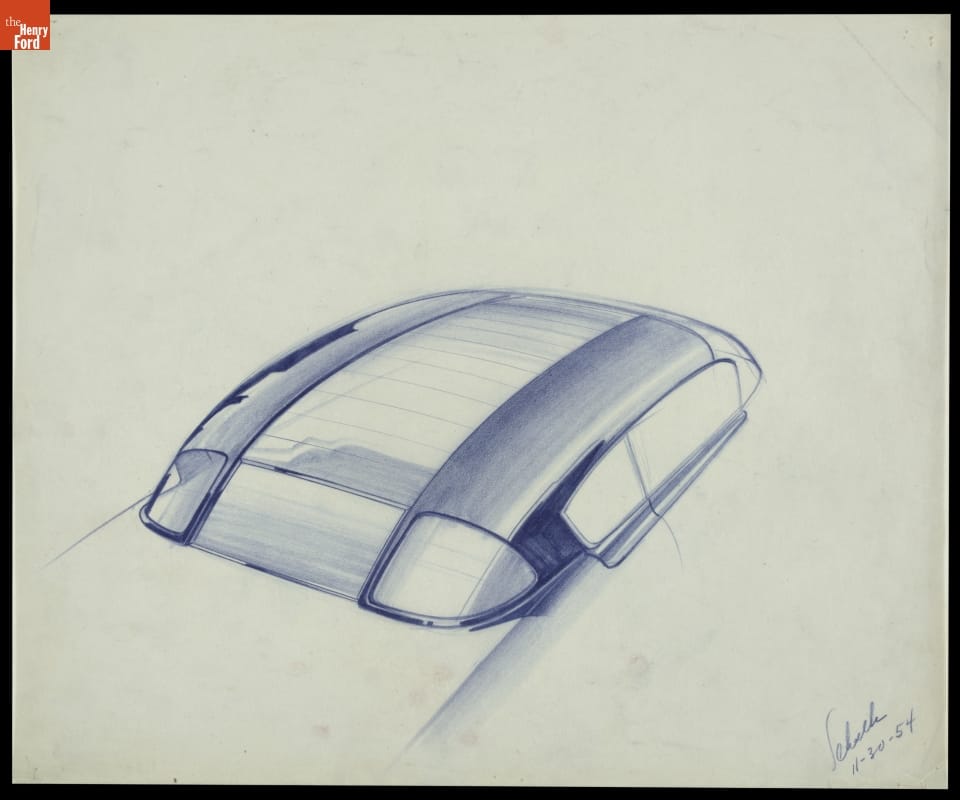 Cadillac Design Drawing by Robert J. Scheelk, November 1954