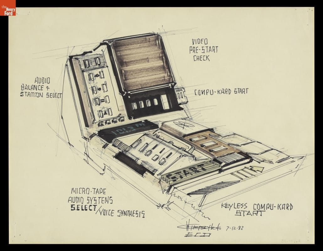 Rendering of Automobile Audio/Video Console Design Concept, 1982