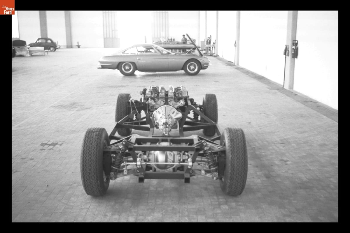 Lamborghini 350 GT Chassis at Automobili Lamborghini Factory, 1964