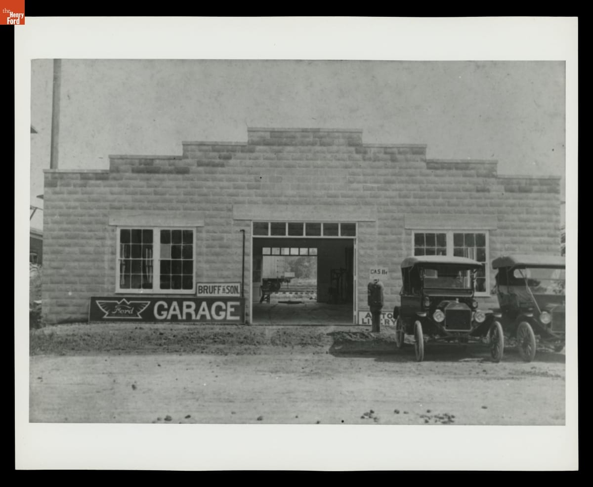 Service Garage at C.E. Bruff & Son Ford Dealership, Pierce City, Missouri, circa 1913