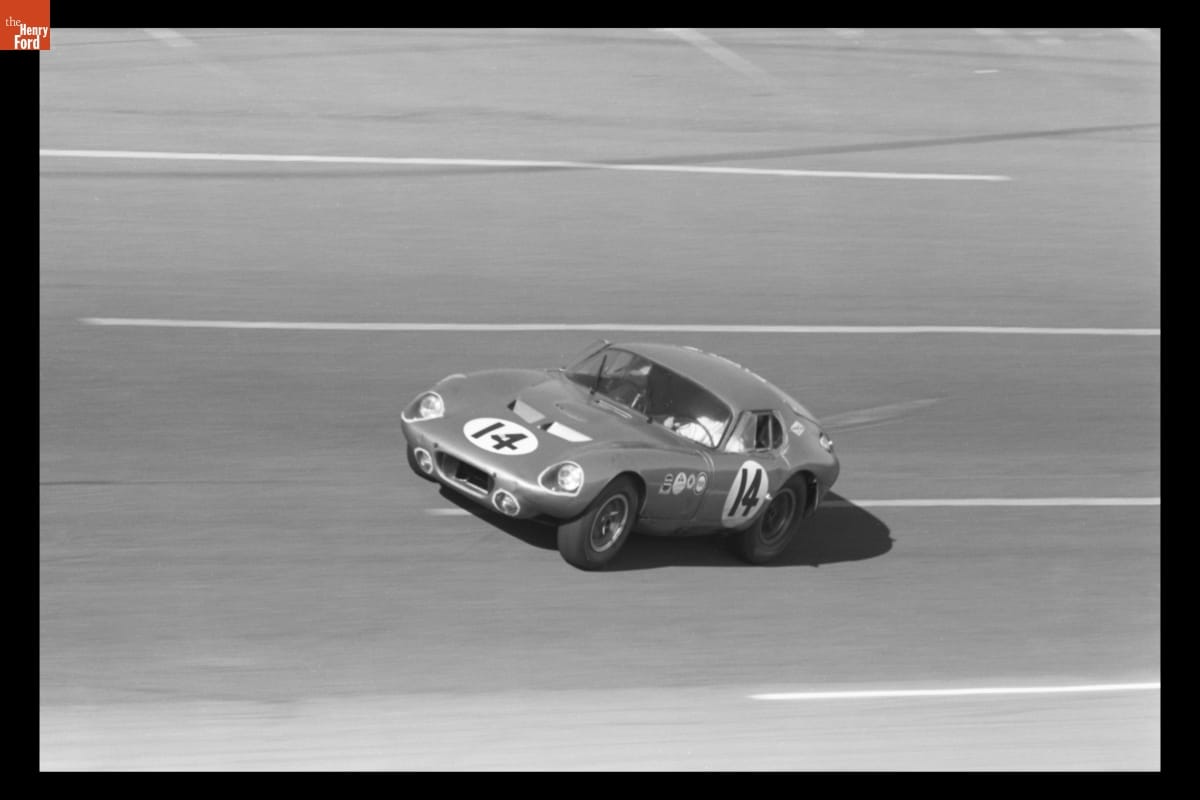 Shelby Cobra Daytona Coupe Driven by Bob Holbert and Dave MacDonald at Daytona International Speedway, February 1964