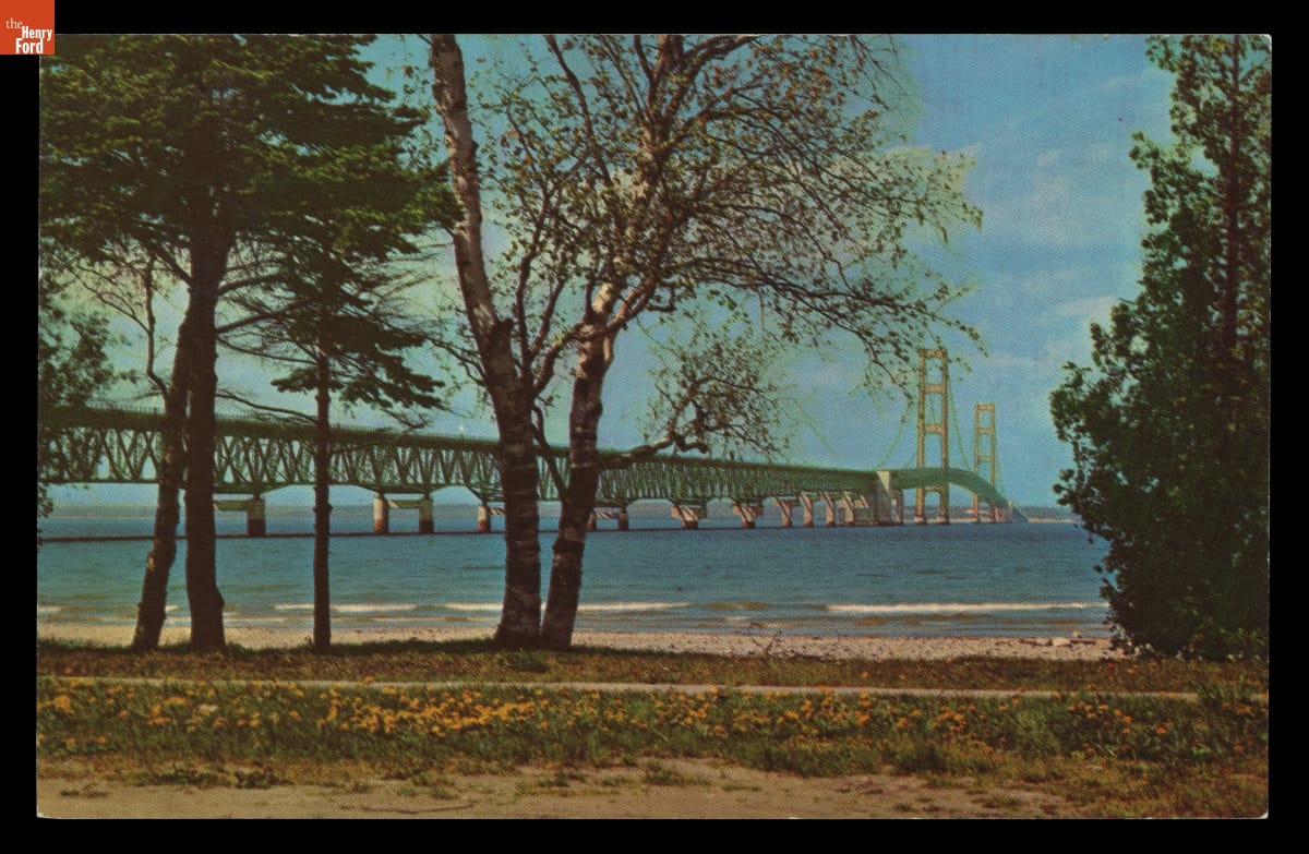 Postcard, Mackinac Straits Bridge, 1966