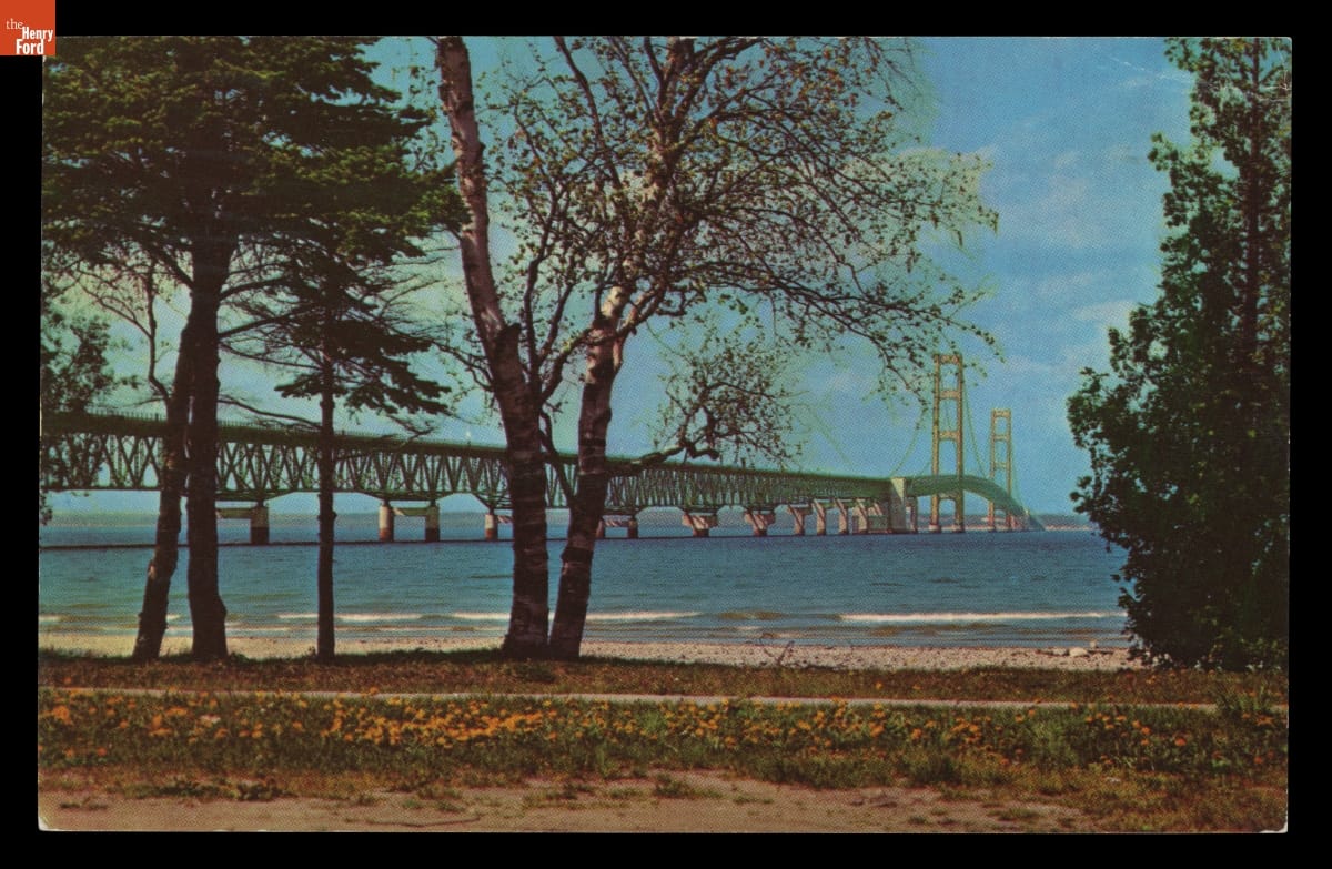 Postcard, Mackinac Straits Bridge, 1967