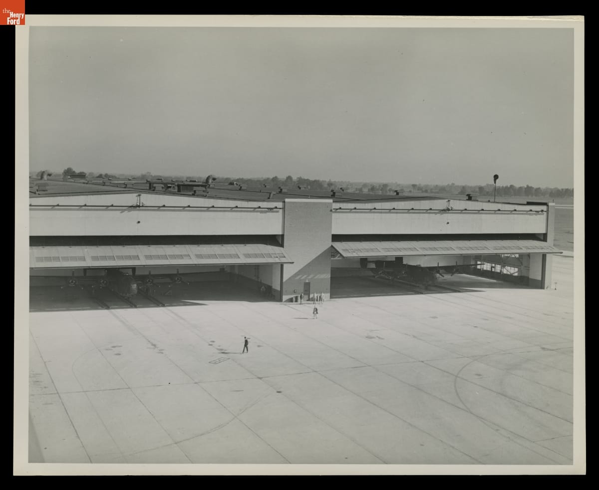 Fueling B-24 Liberators in Hangar/Gas House at Ford Motor Company Willow Run Bomber Plant, September 1943