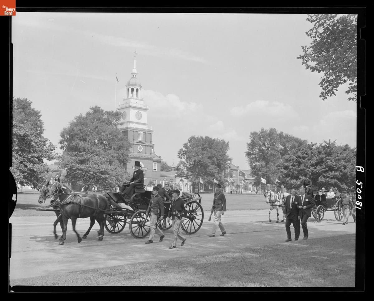 Parade of Historic Vehicles before the Dedication of the Henry Ford Postage Stamp in Greenfield Village, July 30, 1968