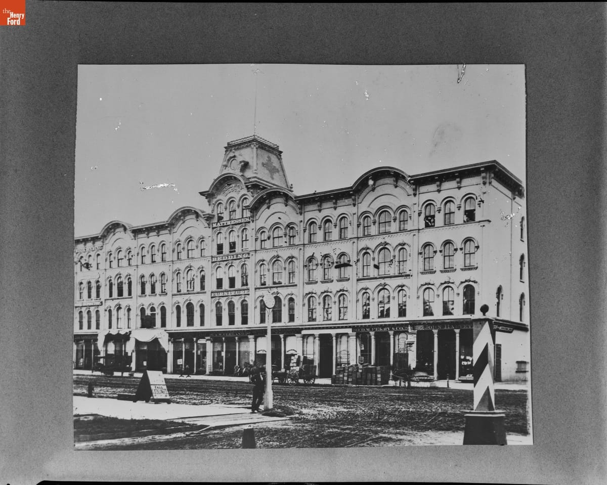 Businesses in the Godfrey Block on Woodward Avenue, Detroit, Michigan